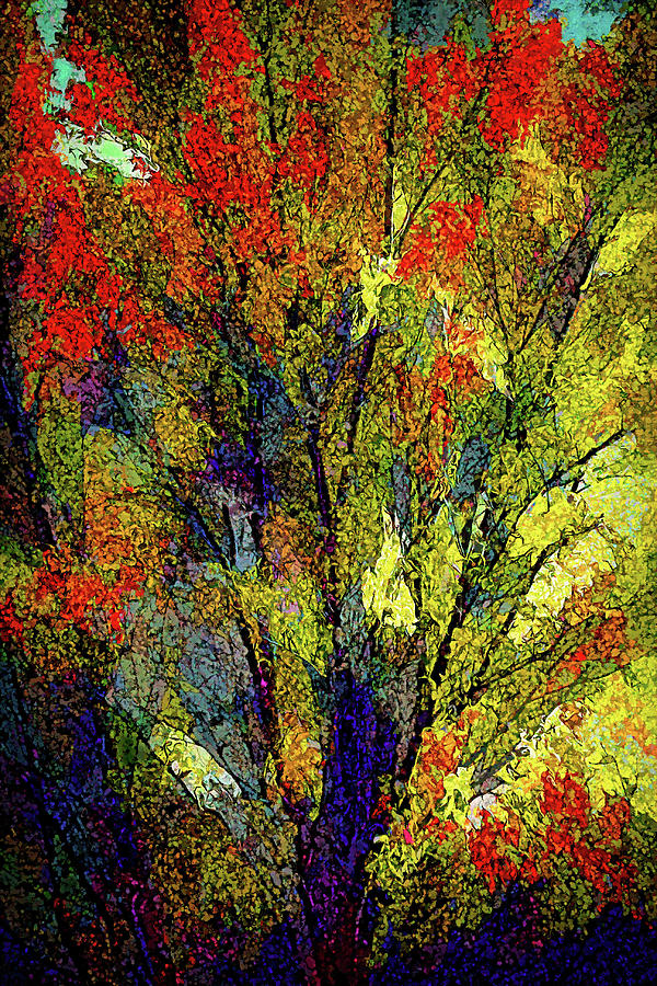 Golden Leaves - Oil Paint Mixed Media by Tatiana Travelways