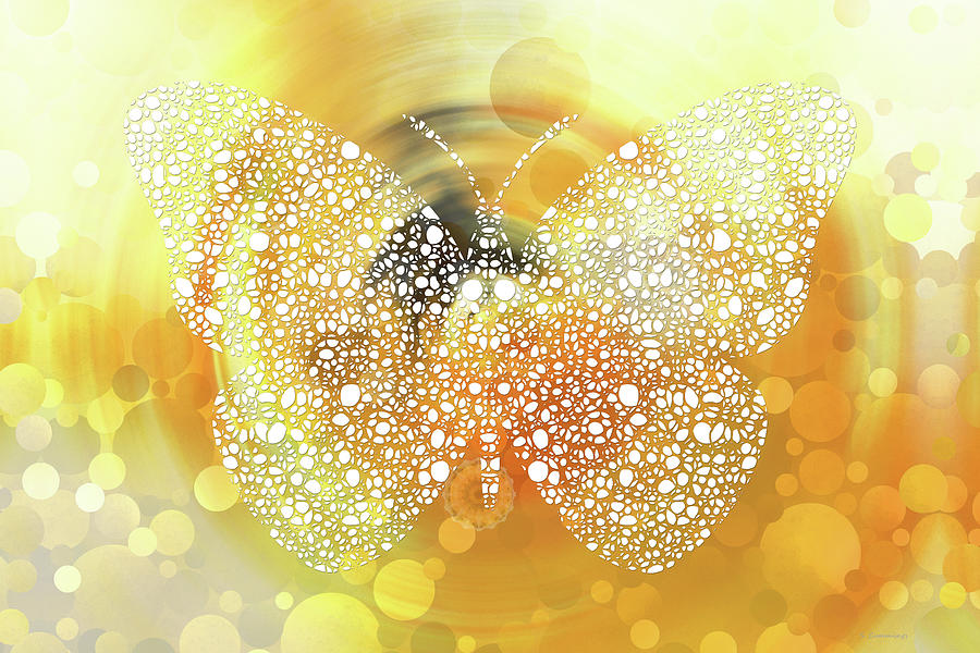 Golden Light Butterfly Art Painting by Sharon Cummings