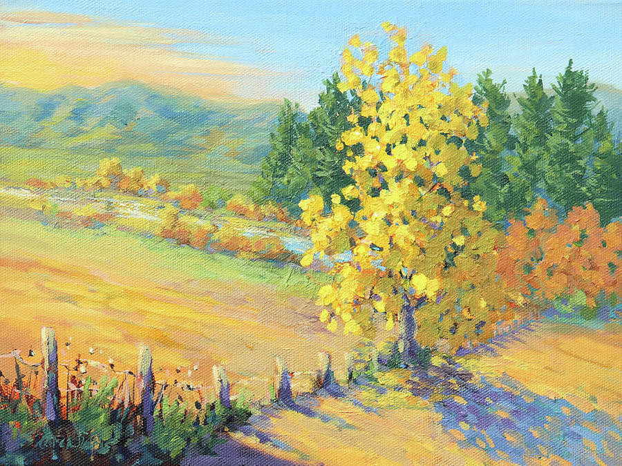 Golden Light - Fall Color Painting Painting by Karen Ilari