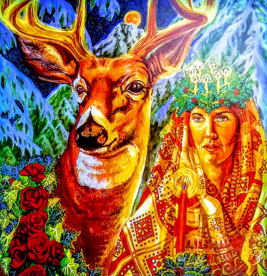 Deer Painting - Golden Light by Suzanne Silvir