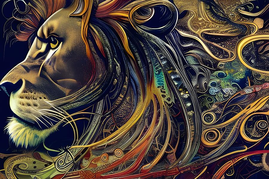 Golden Lion Digital Art by Beverly Read