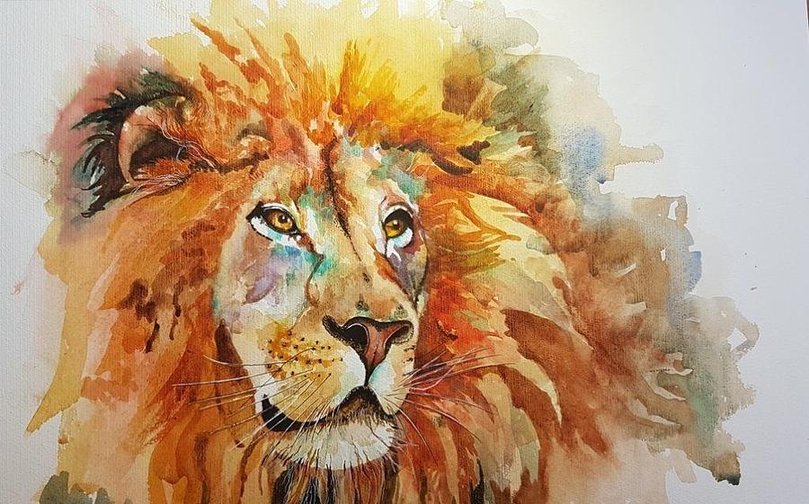 Golden Lion Painting By Lauren Dane - Fine Art America