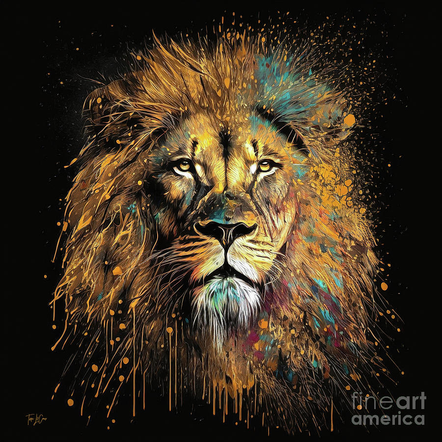 Golden Lion Painting by Tina LeCour