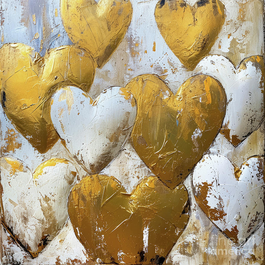 Valentines Day Painting - Golden Love Affair by Tina LeCour