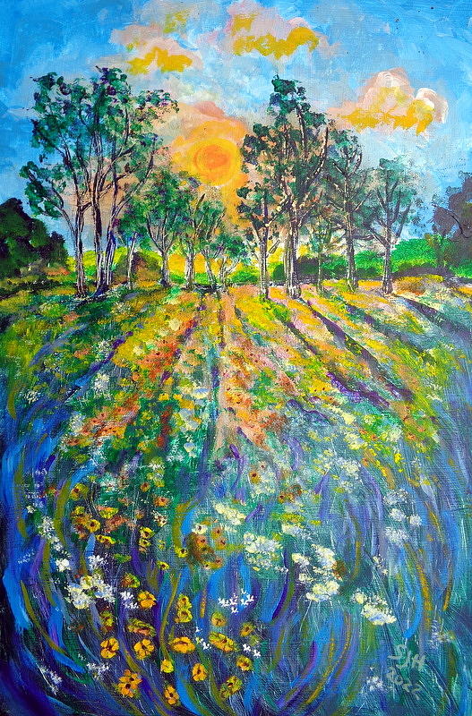 Golden Meadow Painting by Sarah Hornsby