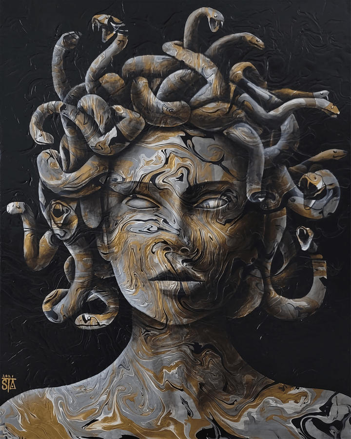 Golden medusa Canvas Print Painting by Richards Nathan - Fine Art America