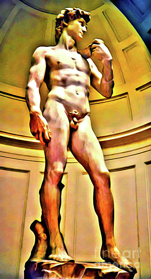 Golden Michelangelo David Photograph