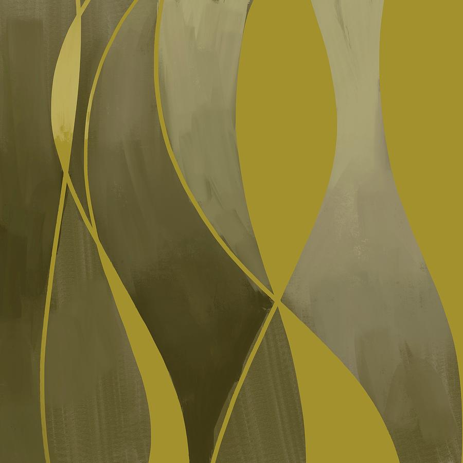 Golden Mirage - Contemporary Abstract Painting - Minimal, Modern - Yellow, Golden, Brown, Tan Mixed Media