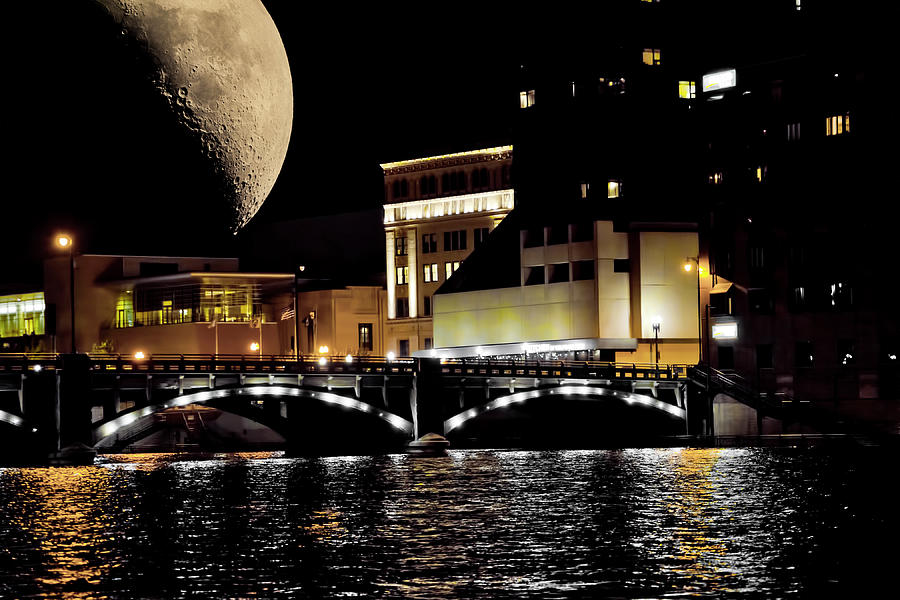 Golden Moon Downtown Photograph by Evie Carrier