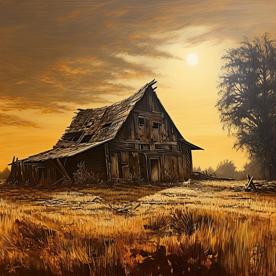 Golden Moon Over the Countryside Digital Art by Lourry Legarde