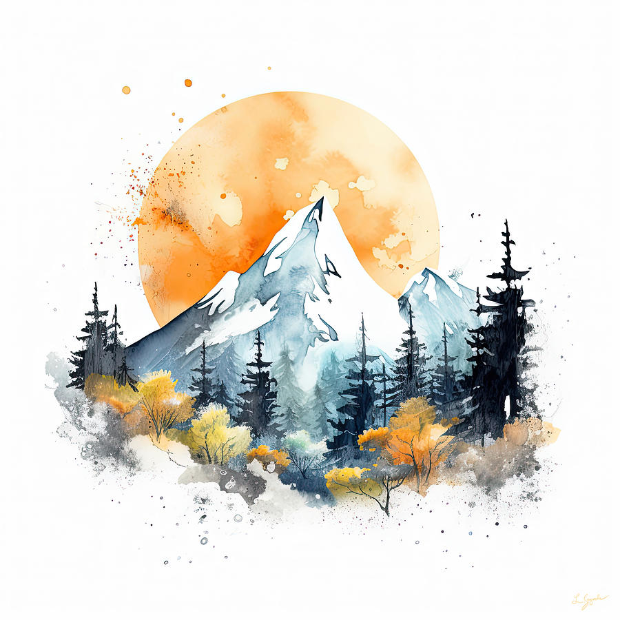 Golden Moonrise - Sunny Yellow Art Painting by Lourry Legarde