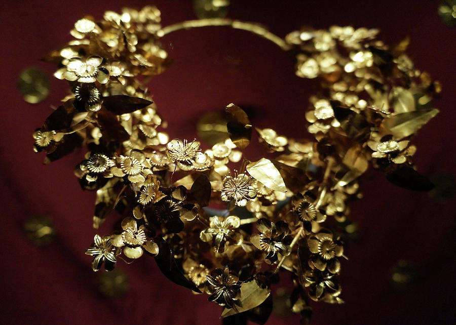 Golden Myrtle Wreath				 Photograph by Andonis Katanos