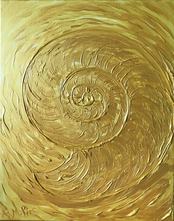Golden Nautilus Spiral Painting by Michelle Pier