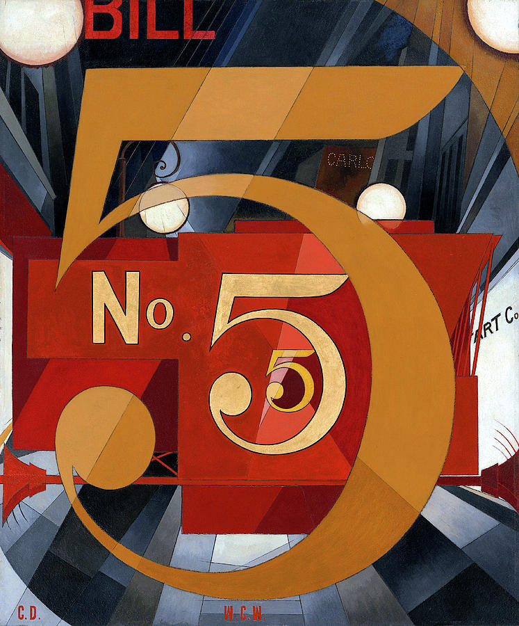 Charles Demuth Painting - Golden Number 5 by Jon Baran