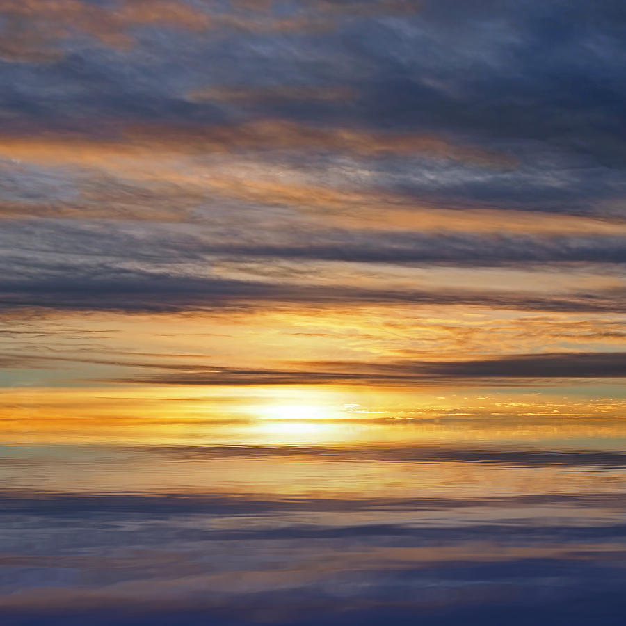 Golden Ocean Sunset Square Photograph by Gill Billington