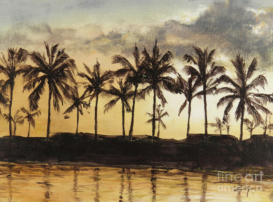Golden Palms Silhouette Painting by Zan Savage