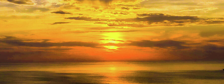 Golden Panoramic Sunrise Over Atlantic Ocean Photograph by Lorraine Palumbo