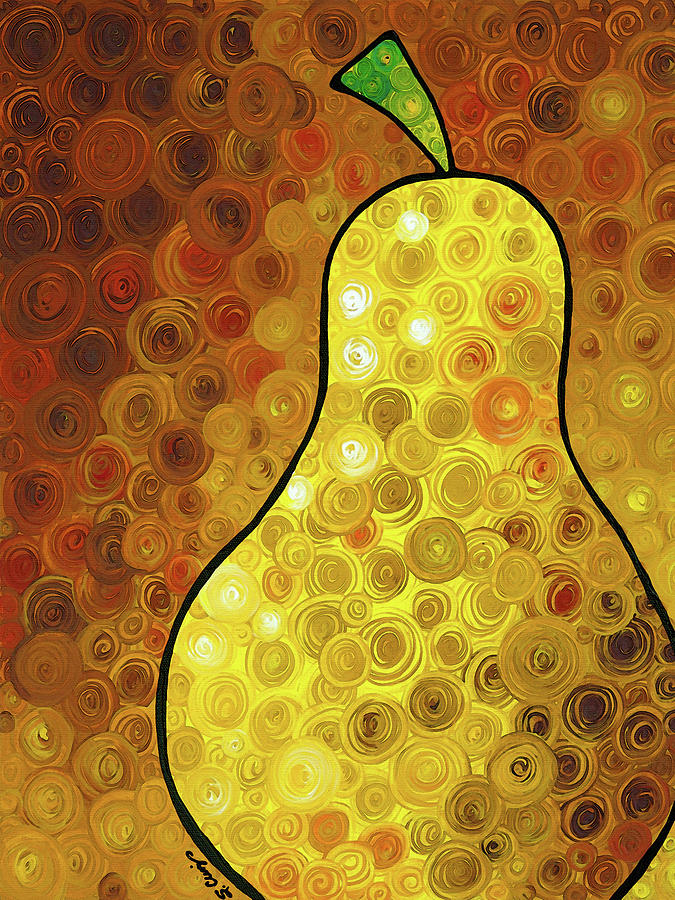 Food And Beverage Painting - Golden Pear by Sharon Cummings