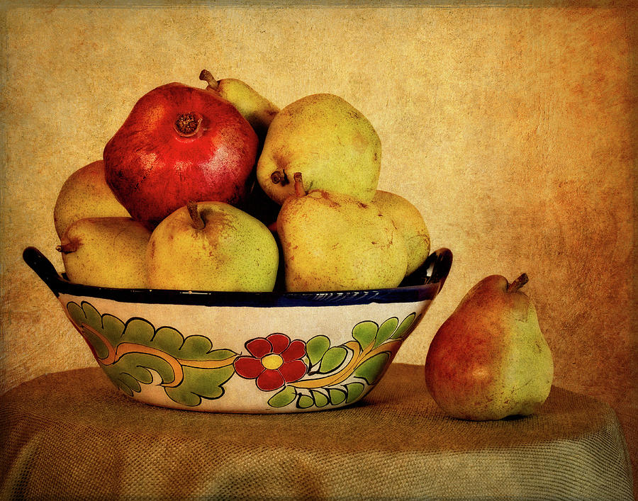 Golden Pears and Pomegranate  Photograph by Sandra Selle Rodriguez