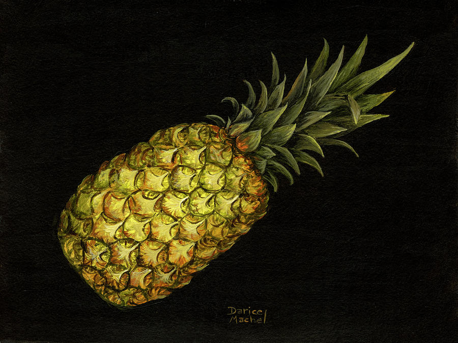 Golden Pineapple on Black Painting by Darice Machel McGuire