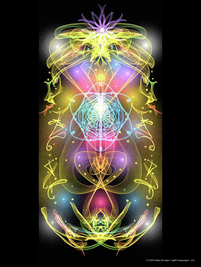 Transformation Digital Art - Golden Rainbow of Light Portal by Kelley Springer