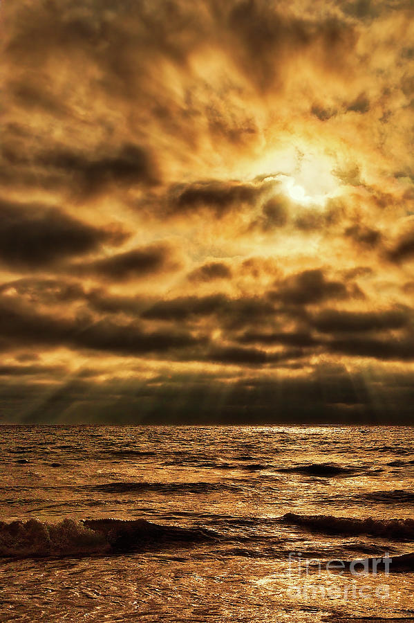 Golden Rays On The Ocean Photograph by Eddie Yerkish