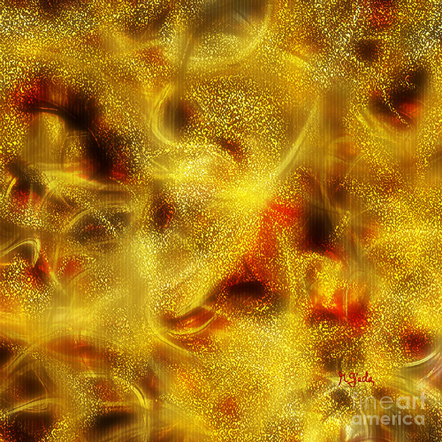 Abstract Digital Art - Golden red pattern by Giada Rossi
