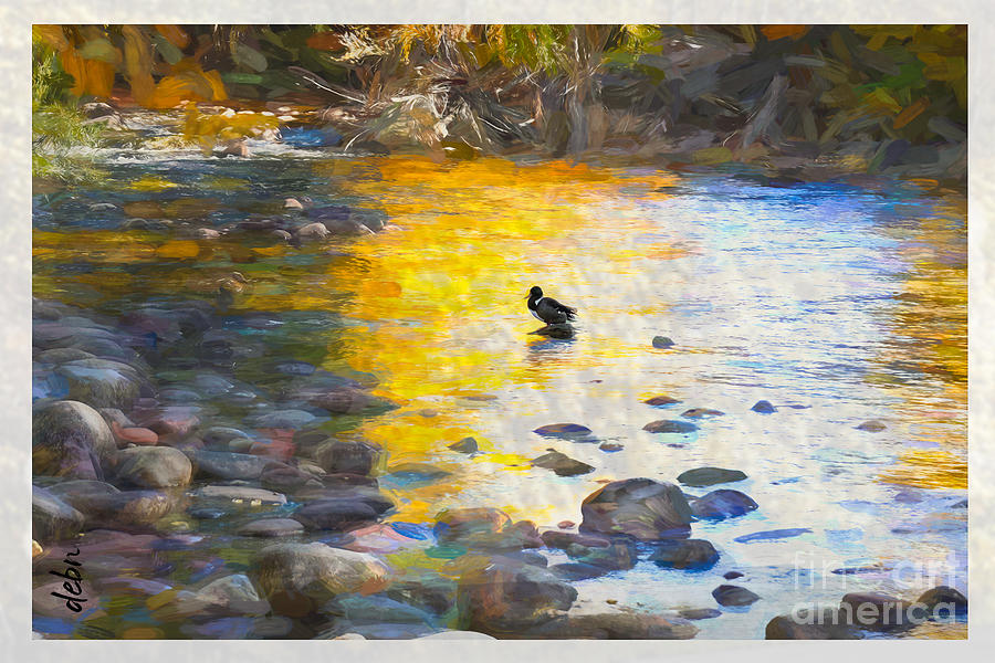 Golden Reflected Duck Digital Art by Deb Nakano