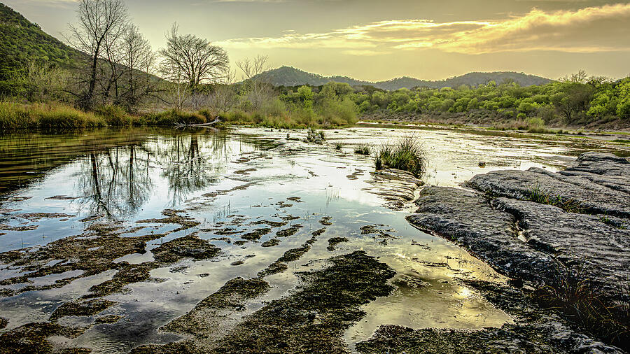 Twilight Reflections on the Frio River - Garner State Park, Texas Hill Country Photograph by Brigitte Blanchette Thompson Twilight Reflections on the Frio River - Garner State Park, Texas Hill Country Photograph by Brigitte Blanchette Thompson