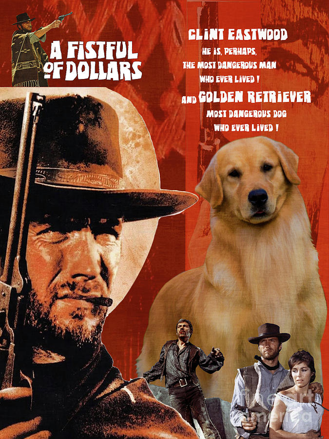 Golden Retriever A Fistful Of Dollars Painting