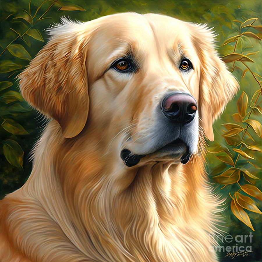 Golden Retriever art work Digital Art by Hannah Mwangi - Fine Art America