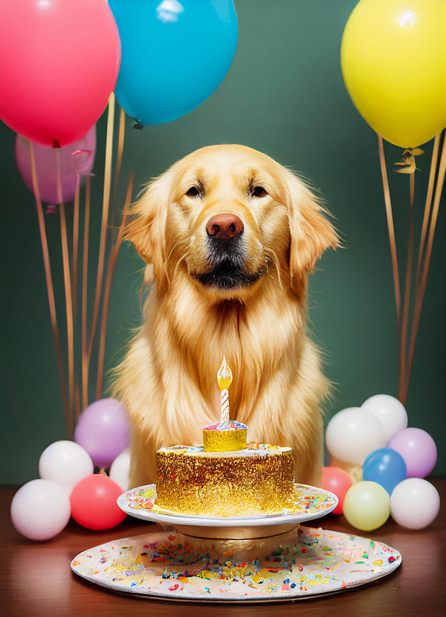 Golden Retriever Birthday Digital Art By Timmy Prints - Fine Art America