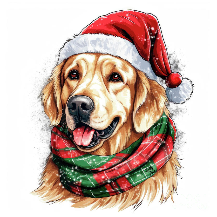 Golden Retriever Dog Santa Claus Digital Art by Wally Pink - Fine Art ...