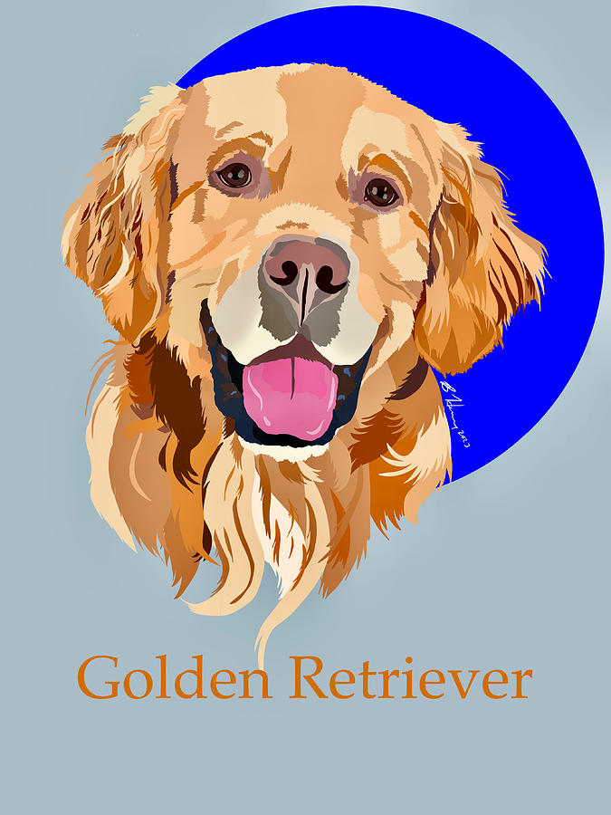 Golden Retriever Portrait Digital Art by Becky Herrera