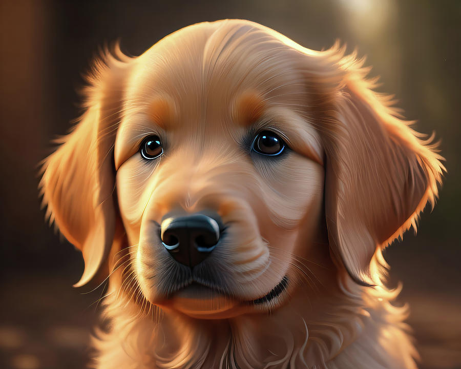 Golden retriever puppy 001 Digital Art by VR Vision Studios - Fine Art ...