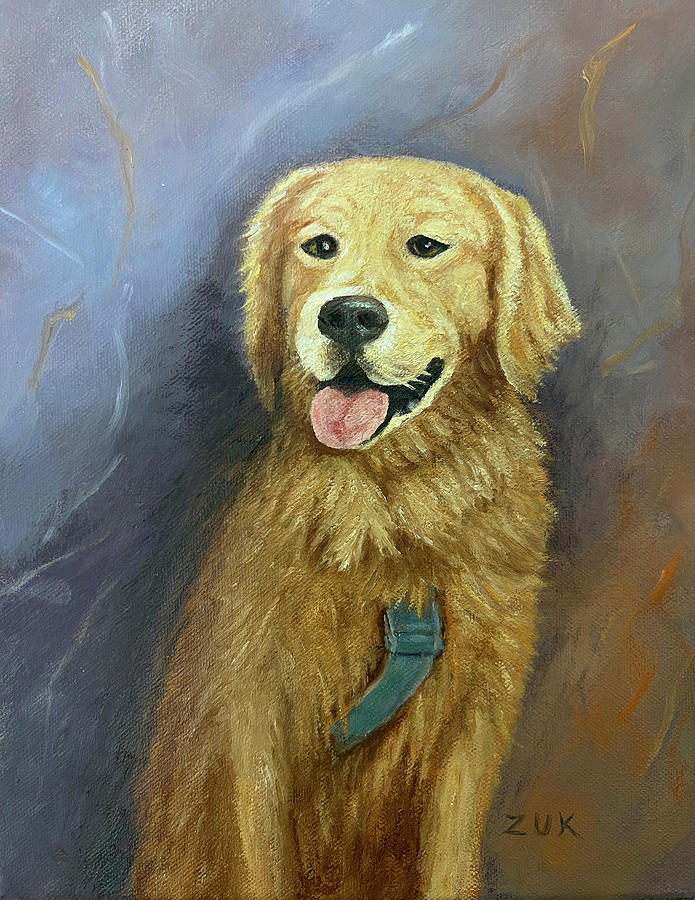 Golden Retriever Service Dog Painting by Karen Zuk Rosenblatt