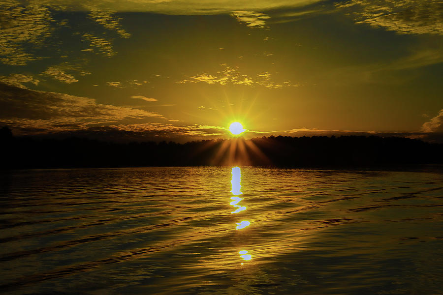 Golden Ripples Lake Sunset Photograph by Ed Williams