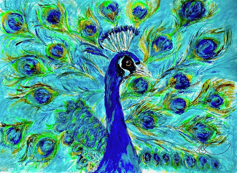 Bird of Gold and Blue Plumage Painting by Melody Fowler