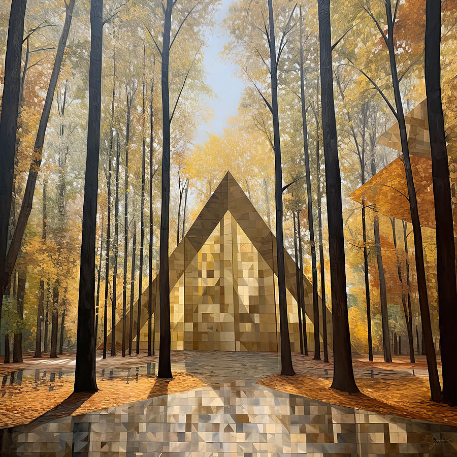 Golden Sanctuary - Nature Inspired Art Painting by Lourry Legarde