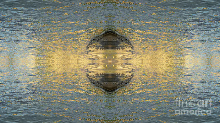 Golden sea water at sunrise, mirrored water surface Photograph by Adriana Mueller