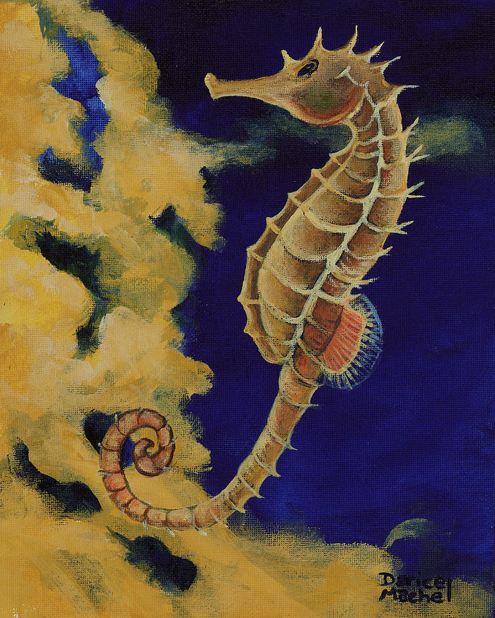 Seahorse Painting - Golden Seahorse by Darice Machel McGuire