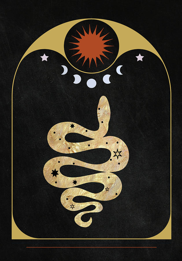 Golden Serpent Magical Animal Art Painting by Garden Of Delights