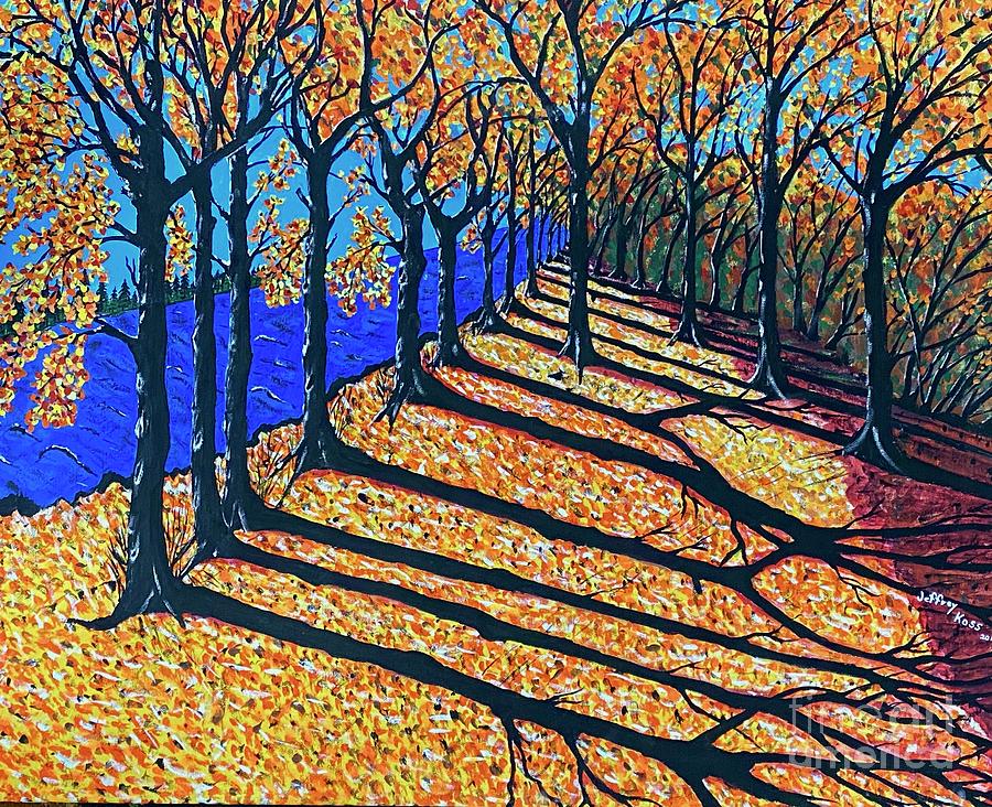 Over 5000 views-  Golden Shadows By The Lake Painting Painting by Jeffrey Koss
