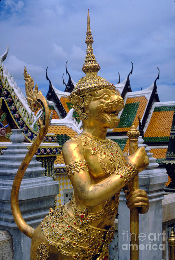 Golden Singhaphanon Statue, Wat Phra Kaew Complex in Bangkok Photograph by Wernher Krutein