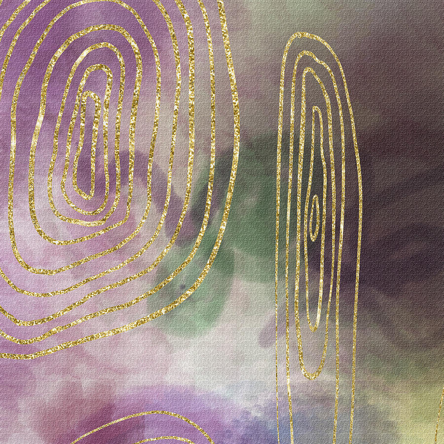 Golden Spheres And Lines Soft Warm Calm Glow Decor II Painting by Irina Sztukowski