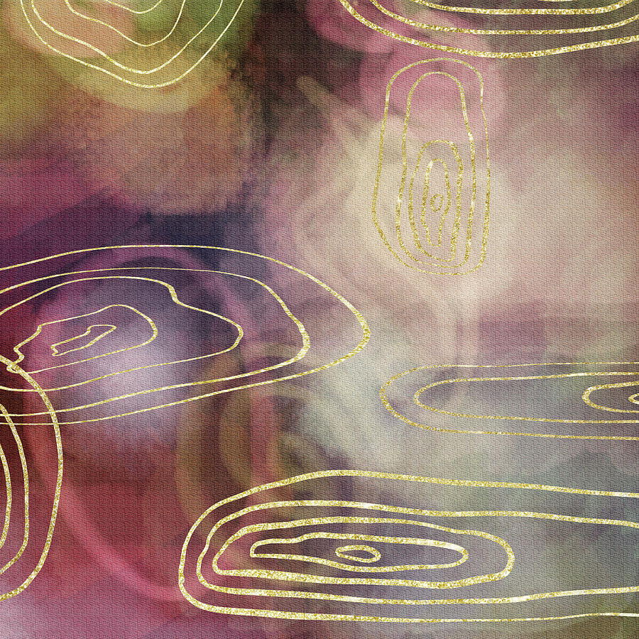 Golden Spheres And Lines Soft Warm Calm Glow Decor IV Painting by Irina Sztukowski