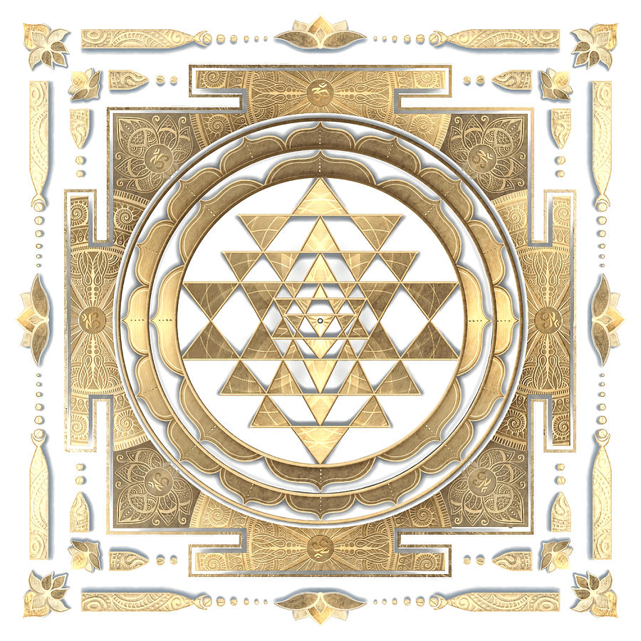 GOLDEN SRI YANTRA white background Canvas Painting by Turner Clark ...