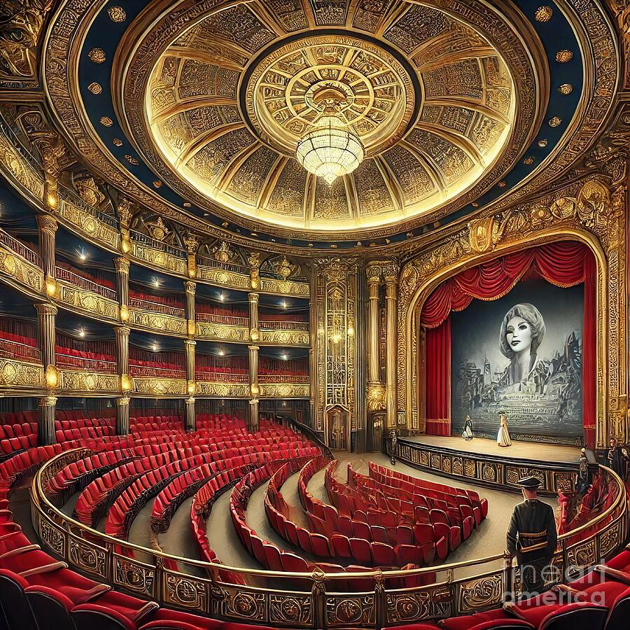 Architecture Digital Art - Golden Stage - A Symphony of Cinema by Retro Movie Posters Architecture Digital Art - Golden Stage - A Symphony of Cinema by Retro Movie Posters