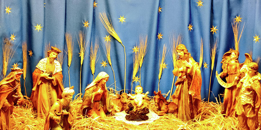 Golden Stars Nativity Scene Photograph by Munir Alawi