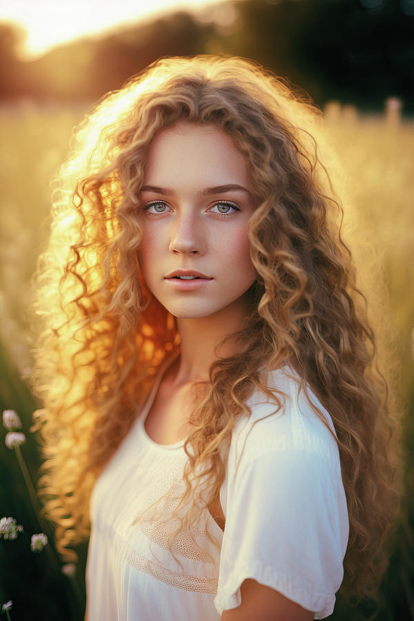 Golden Summer Girl 02 Outdoor Portrait Digital Art by Matthias Hauser